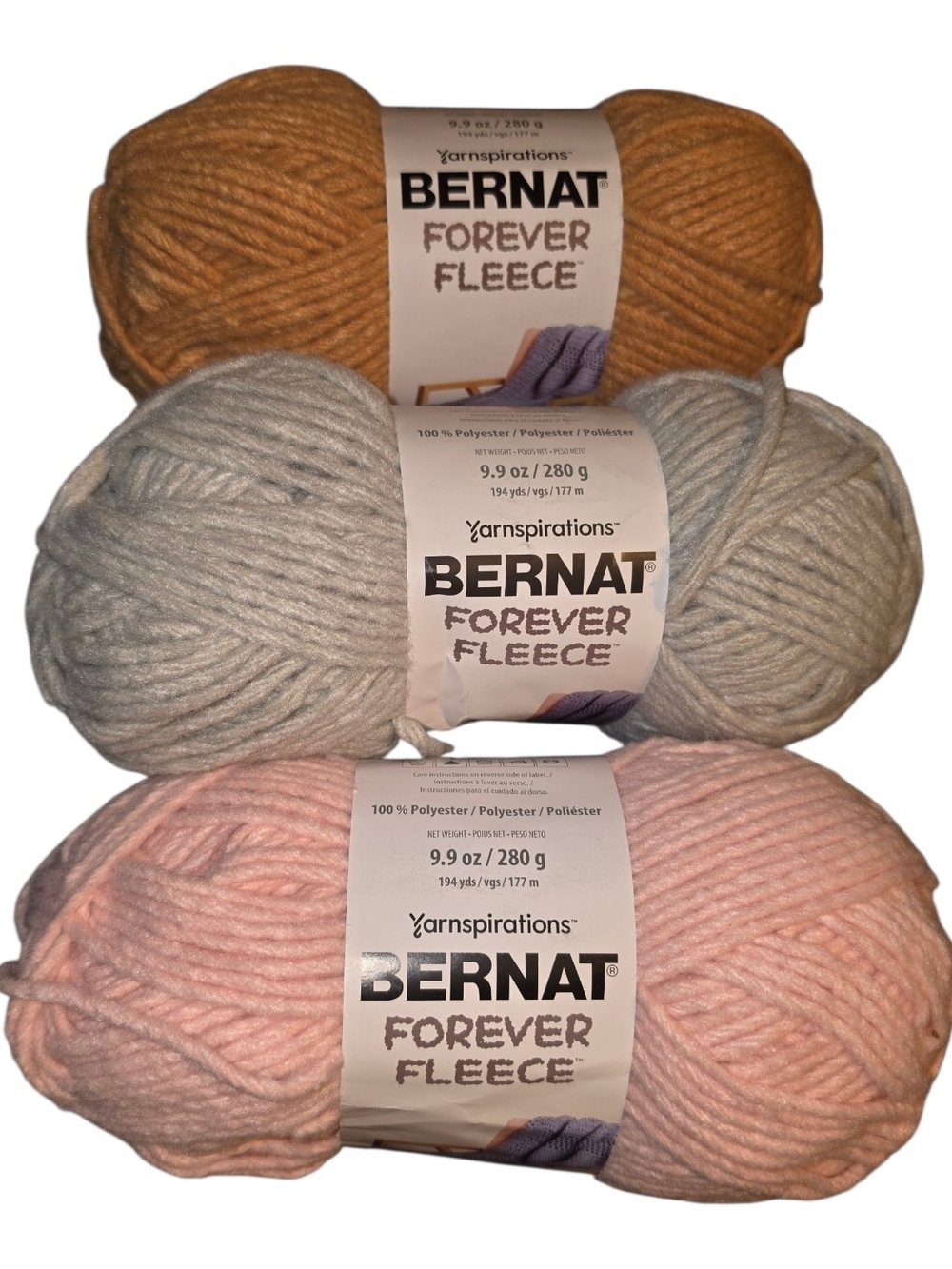 Bernat Forever Fleece Yarn Lot of 3 Discontinued Colors Bergamot Balsam Patchoul